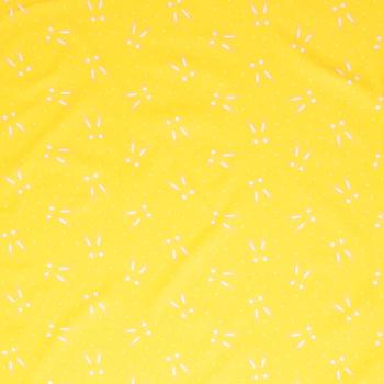 Baumwoll Druck Hasengesichter auf Gelb von Happy Easter by Swafing 